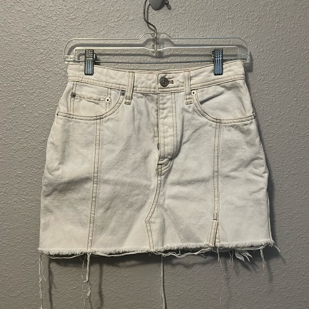 We the Free Denim Mini Skirt with Contrast Stitching Size 26